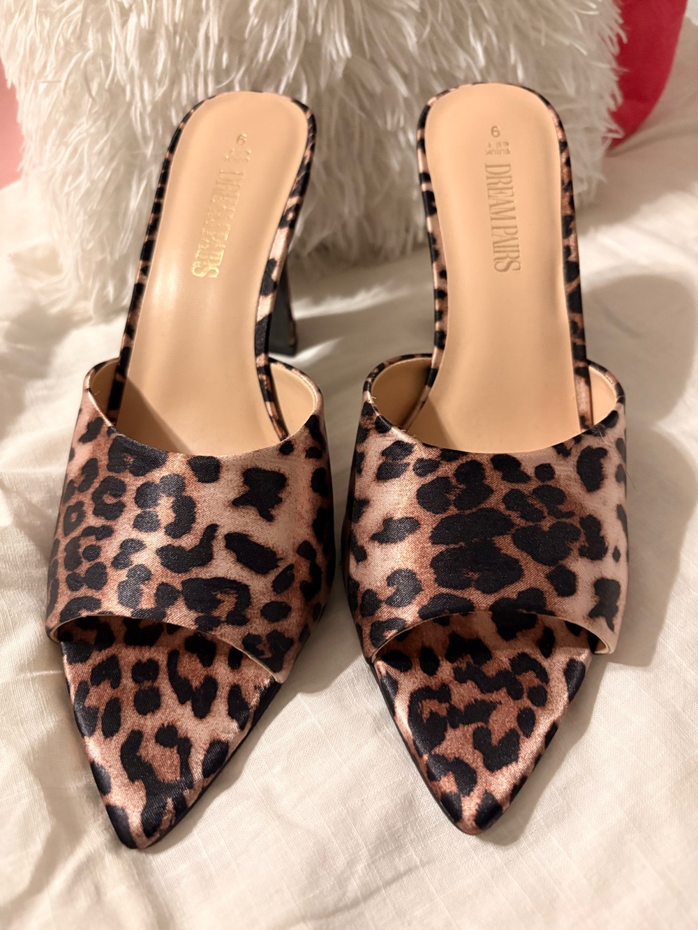 Dream Pairs Leopard Print Pointed Toe Mules - Tan/Black